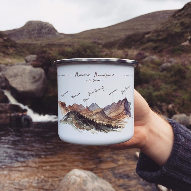 Mourne Mountains Illustrated Enamel Mug