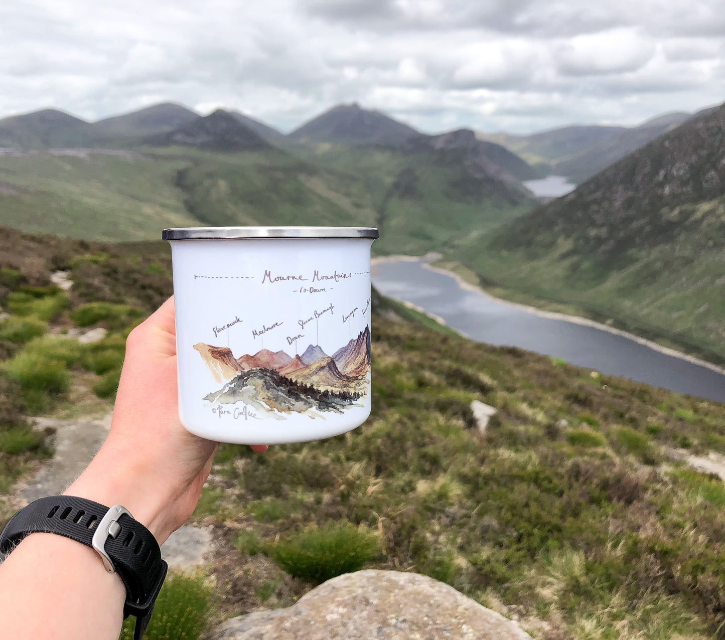 Mourne Mountains Illustrated Enamel Mug