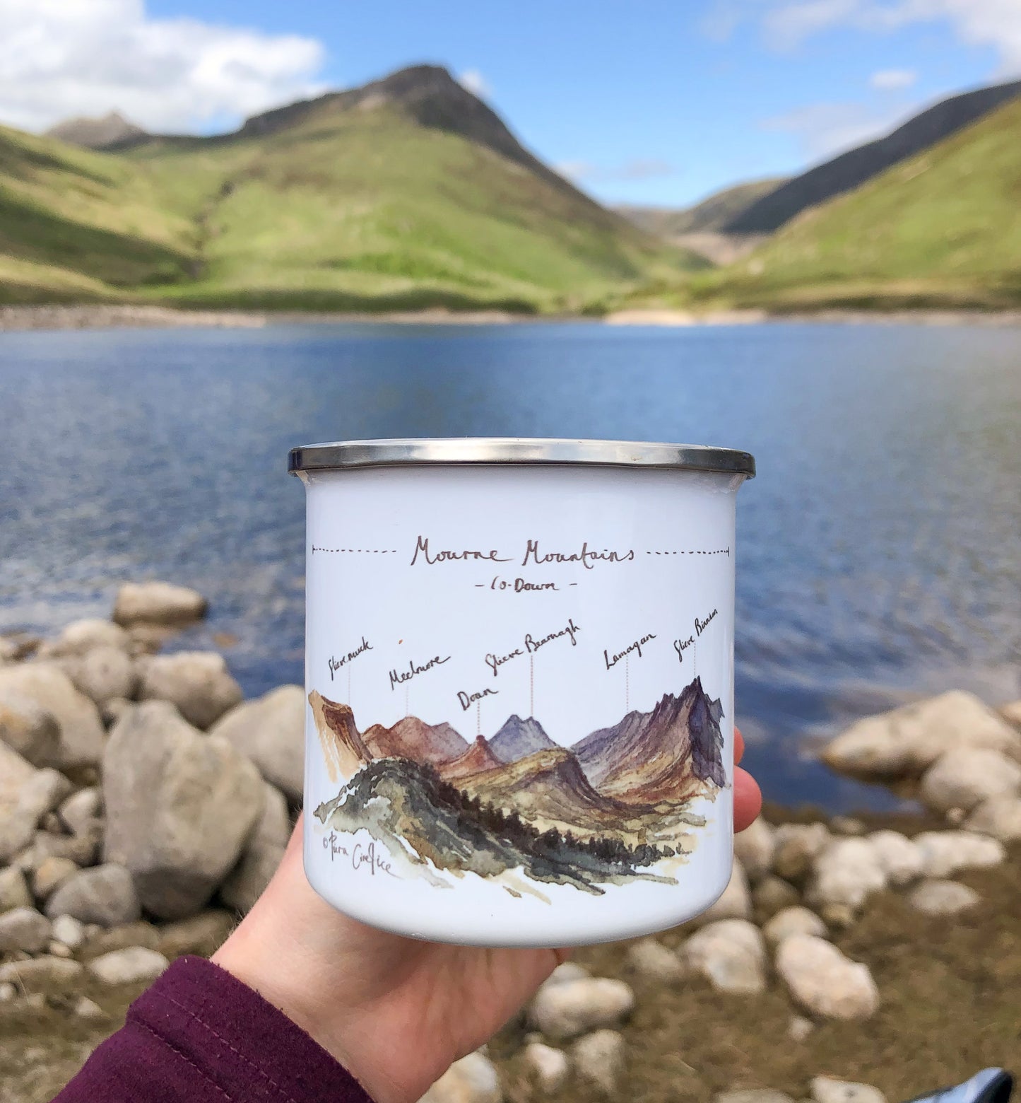 Mourne Mountains Illustrated Enamel Mug