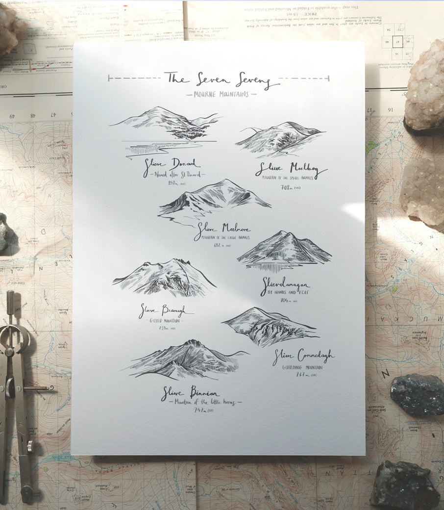 The Seven Sevens Mourne Mts Art Print