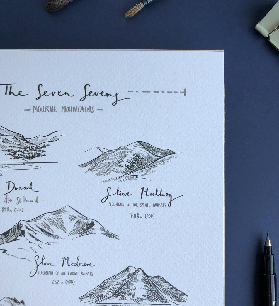 The Seven Sevens Mourne Mts Art Print