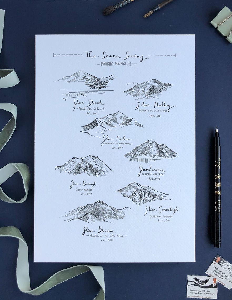 The Seven Sevens Mourne Mts Art Print